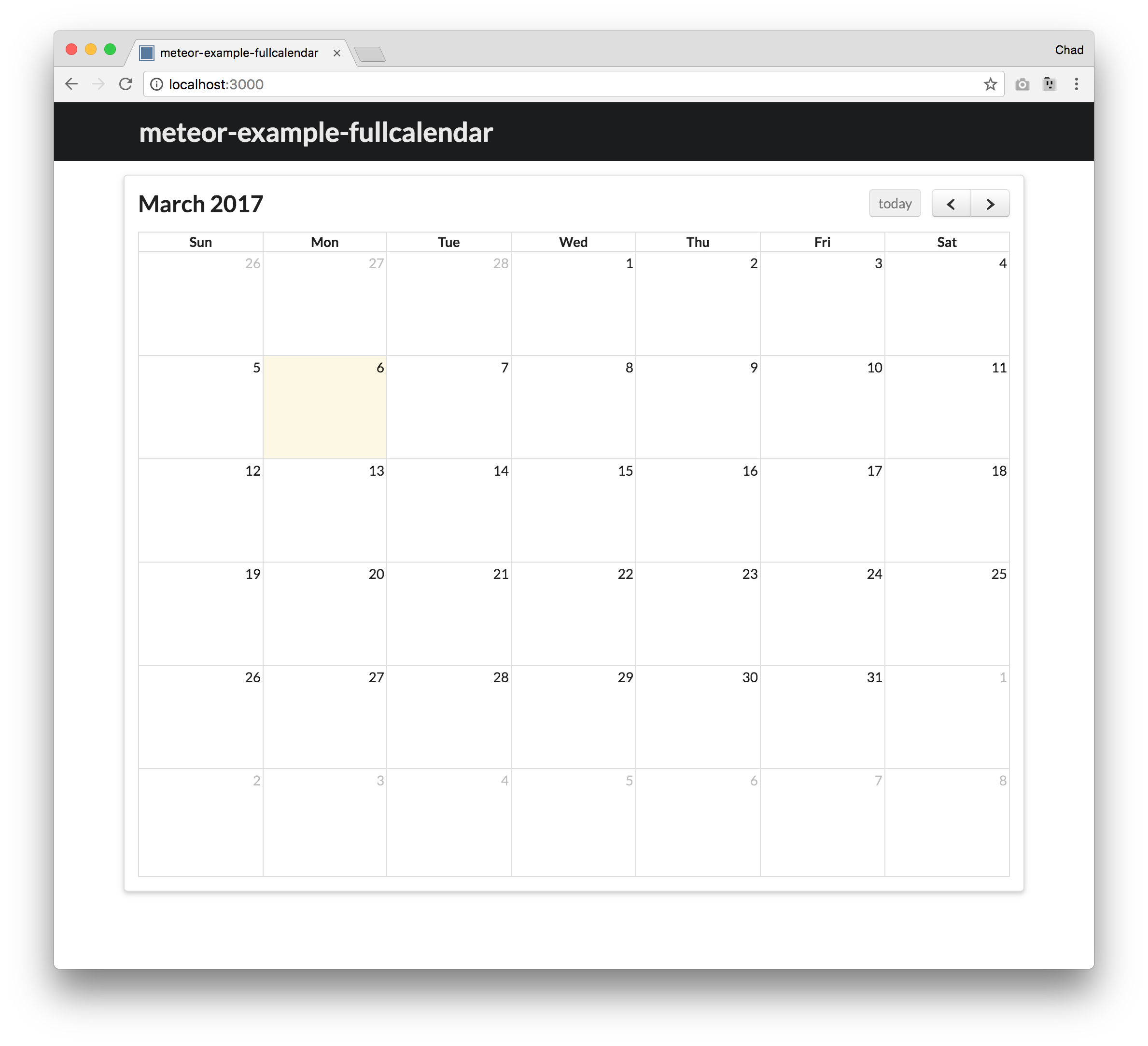 Calendar Page